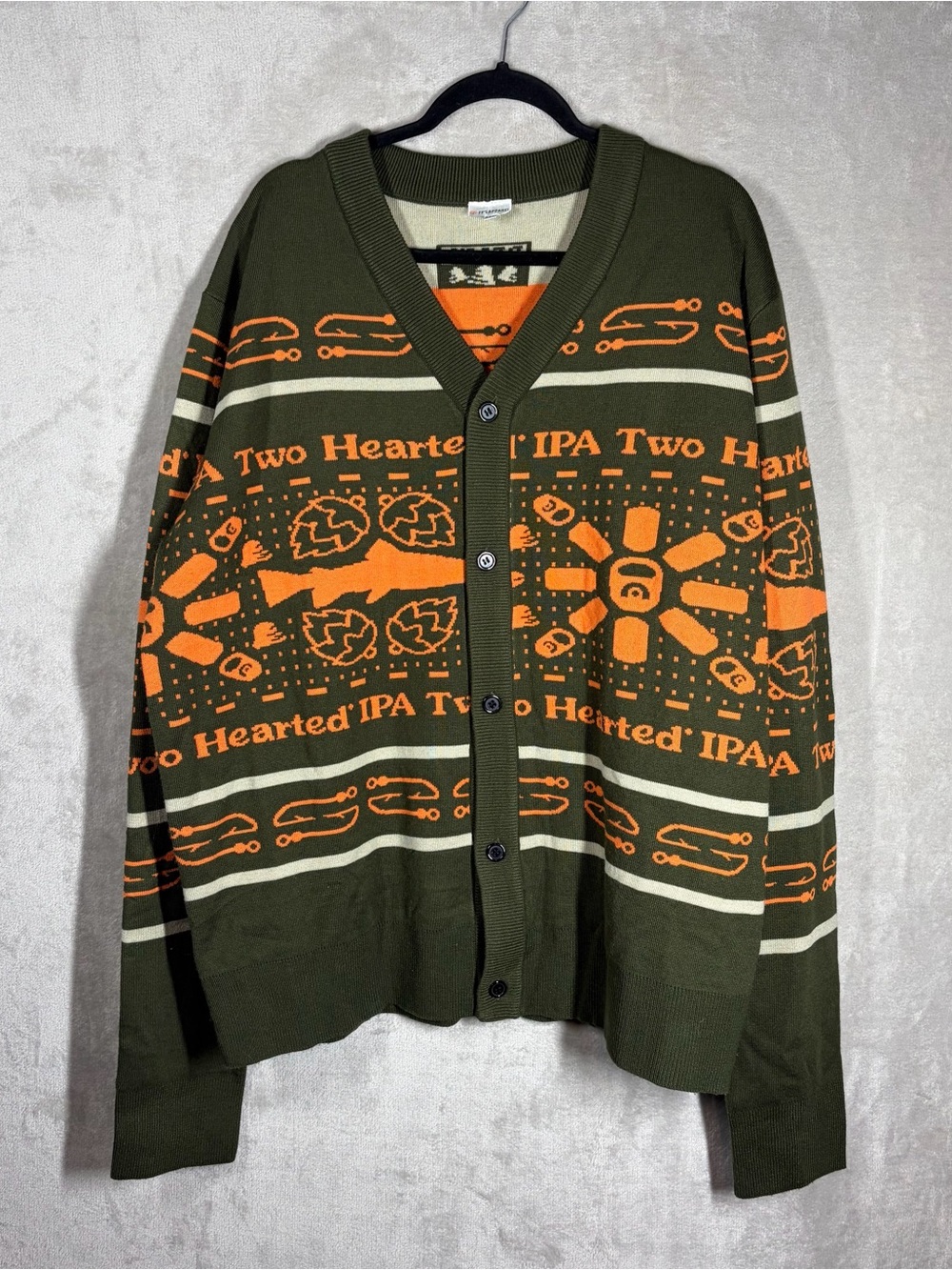Bell’s Brewery‎ Two Hearted IPA Craft Beer Cardigan Sweater Size XXL Midwest